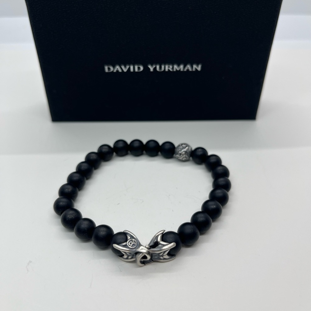 David Yurman black onyx spiritual bead bracelet with waves 8mm
